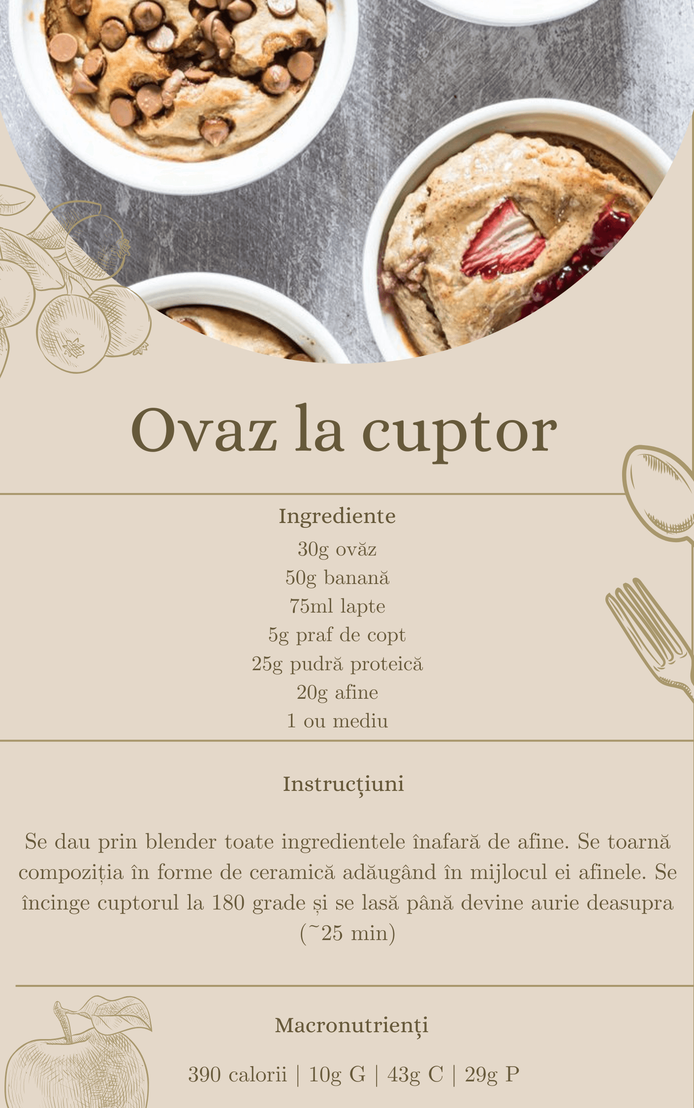 Reteta ovaz la cuptor cu ingrediente, instructiuni si macronutrienti
